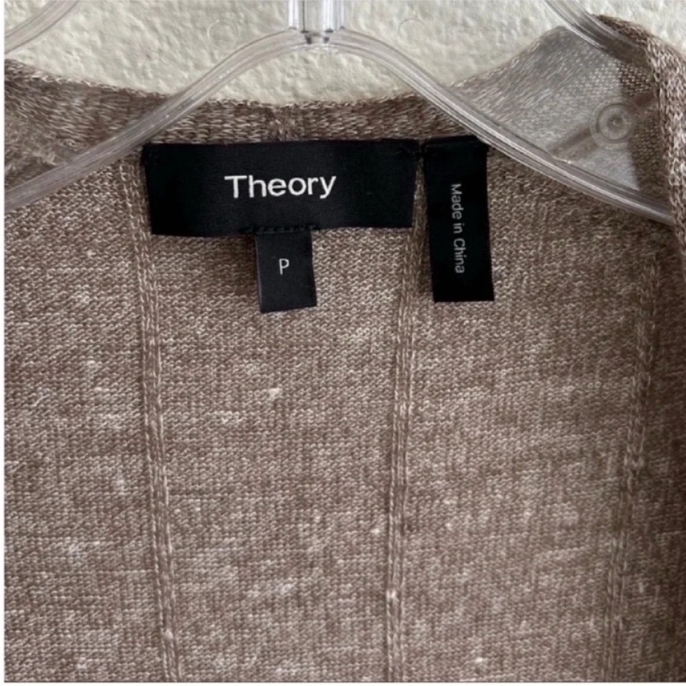Theory Torina Rib Wool Linen Open Front Long Duster Cardigan - Picture 7 of 8